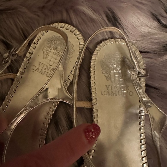 Vince Camuto metallic silver leather sandals great condition size 9 - Picture 7 of 9